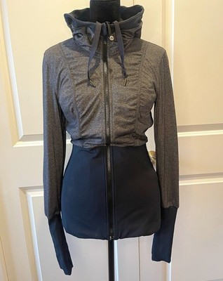 lululemon athletica Women's Hooded Full Zip Track Jacket Gray/Black 6