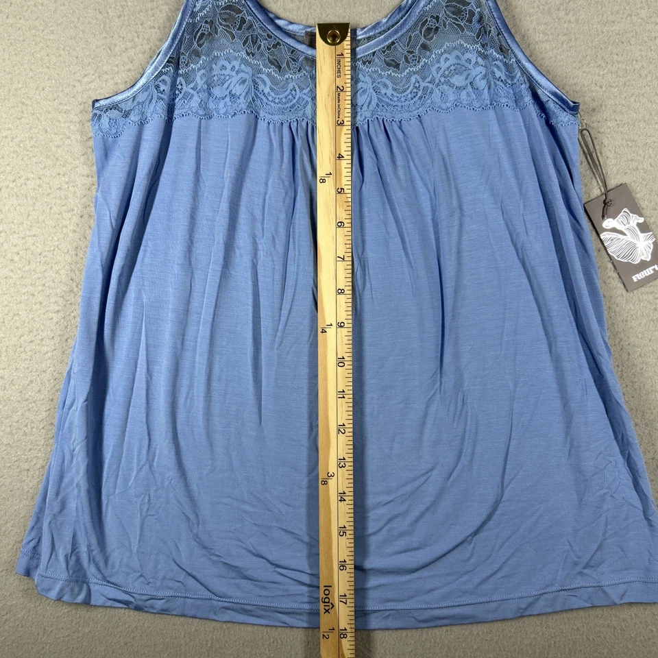 Fleur't Women’s M Pajama Set 2 Piece Blue Cami And Shorts Floral Sleepwear - Image 4 of 4