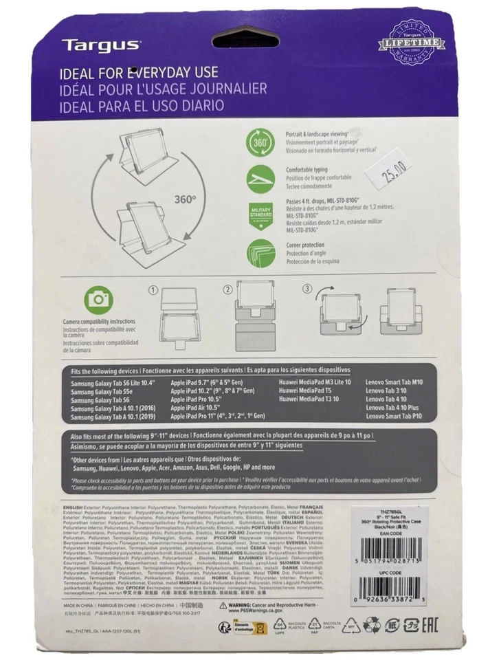 Targus Safe Fit Universal 9-11 360 Rotating Tablet Case Black - THZ785GL - Image 2 of 2