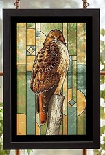 Red-tailed Hawk Stained Glass Art by John S Wilson,Stained Glass Supplies