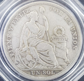 1924 Peru Lima One Sol 25 grams .500 Silver Circulated Condition