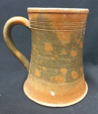 PICHET ANCIEN TERRE CUITE VERNISSE FIN XIX ART POPULAIRE FRANÇAIS 16,5CM - Photo 1/4