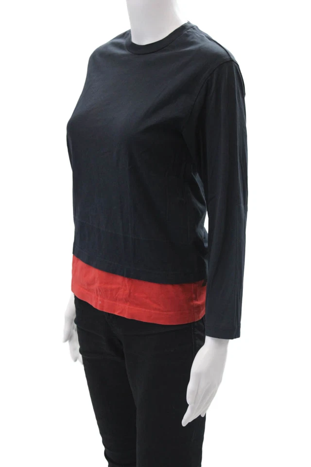Marni Girls Cotton Two-Toned Round Neck Long Sleeve T-Shirt Top Navy Size 10 - Image 2 of 4