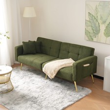 Liebessofa Schlafsofa mit Bettfunktion verstellbarem Winkel mit Kissen Grün
