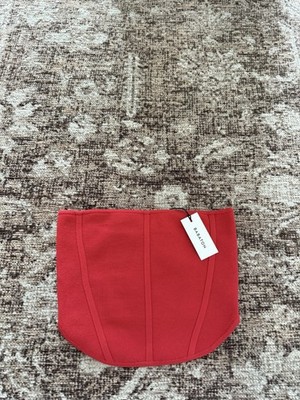 Aritzia Babaton Sculpt Knit Row Top Size Small- Flashing Red Color, Brand New