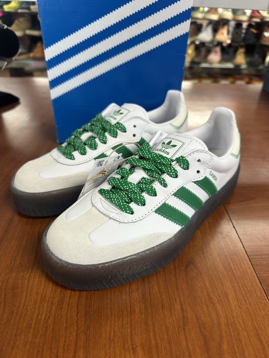 Womens Size 7.5 Adidas Sambae W White IE9105 NBY Shoes Green Stripes  Classic