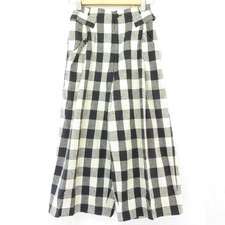 ISSEY MIYAKE brush tag vintage plaid wide pants size 7 black white ladies brand