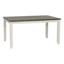 Linon Jane 2 Tone Wood Dining Table in Smokey Gray Top and Vanilla White Base
