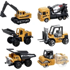 Construction Trucks Vehicles, 6Pcs Die-cast Construction Toys Set, Toys for Boys