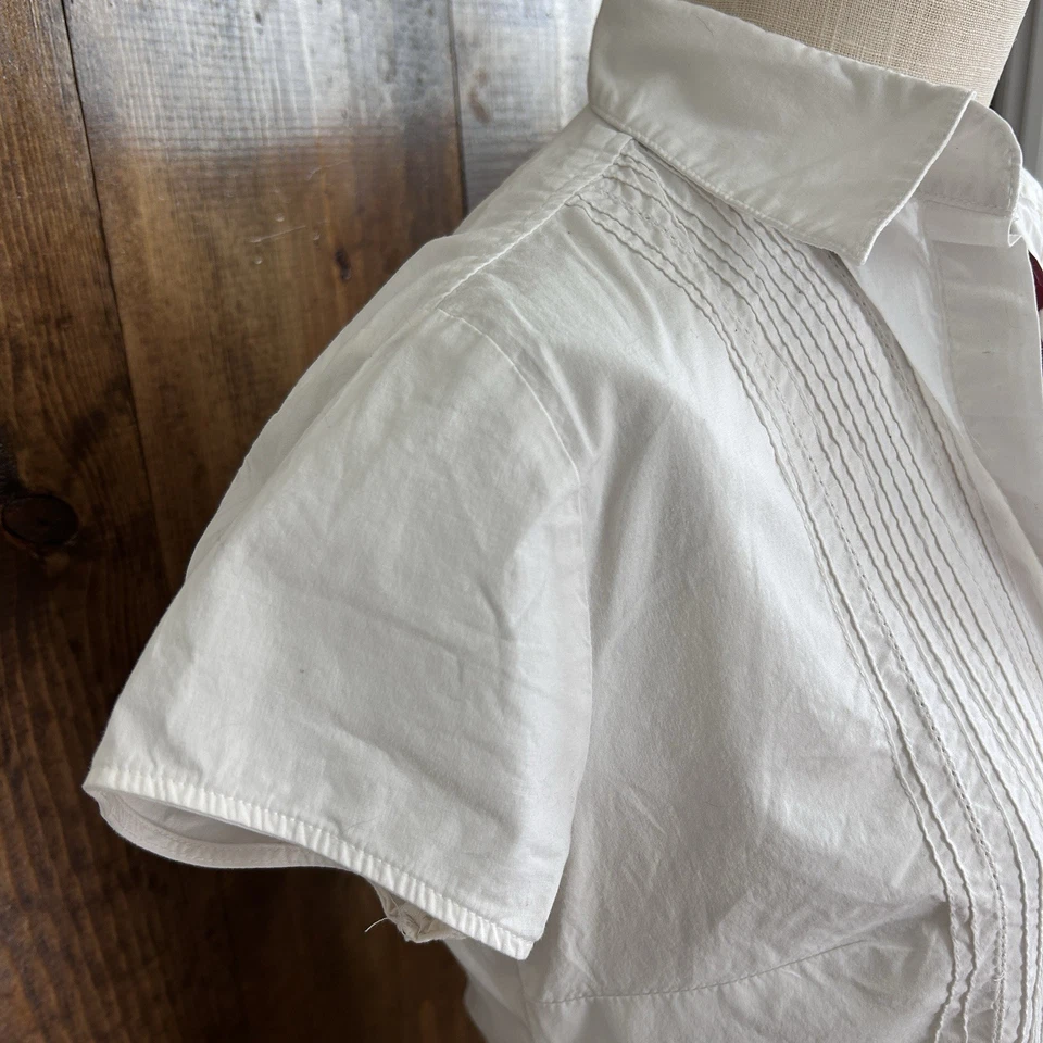 Y2K Sonoma White Womens M Short Sleeve Button Up Office Siren Corpcore Secretary - Image 3 of 4