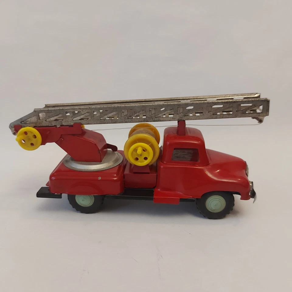 Vintage Poland Fire Truck Friction Tin Toy - Image 3 of 4