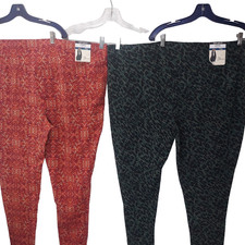 Terra Sky Pants Plus 4X 28W-30W Leggings Lot of 2 Pair Animal Medallion Prints