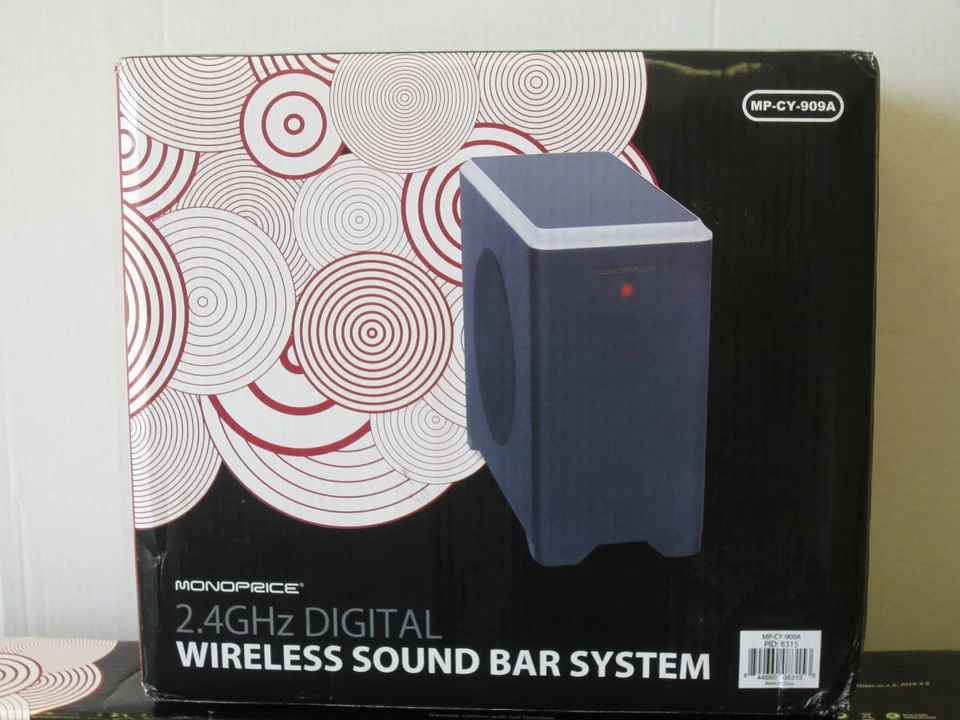 BARRA DE SONIDO de cine en casa Monoprice de 2,1 canales con subwoofer inalámbrico de 2,4 GHz - 2 piezas Foto 3 de 3