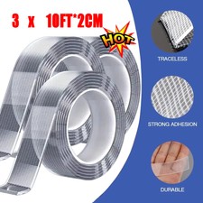 3PCS Tape Double Sided Traceless tearable Washable Adhesive Invisible Gel