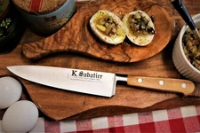 SABATIER 6 inch COOKS KNIFE , CARBON STEEL . OLIVE WOOD ,Made in France .