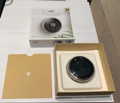 Nest T3007ES Learning Thermostat - Silver. Box opened - Thermostat is NEW