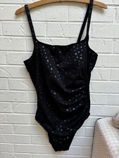 Cole Of CA NWT Black With Silver Dots One Piece Swimsuit Size 14