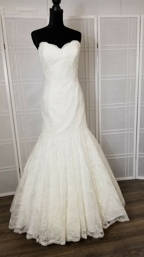 bridal gown size 12 color ivory Lace chapel train design Wtoo - Picture 2 of 12