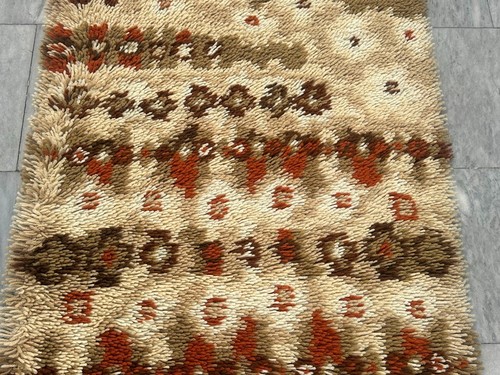 Vintage Schwedisch Skandinavisch Shaggy Teppich Weich Schlafzimmer Plüsch Rya Rug 135x72cm - Bild 3 von 9