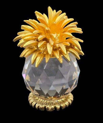 Vintage Miniature Austrian Crystal Gold Plated Pineapple Miniatures 2.5'' 