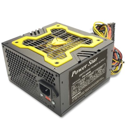 NEW--Power Star Yellow 650w-Max ATX Power Supply 12cm-Fan, 20+4pin, SATA & PCIe