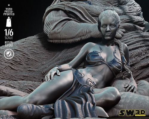 Leia and Jabba the Hutt Diorama 3D Printed Figure, Star Wars Scene, Unpainted - Picture 5 of 6