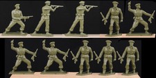 Starlux Paratroops - Set of 10 in 4 poses - 60mm Unpainted Toy Soldiers