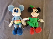 Disney 2013 Minnie Mouse 8" Christmas Holiday Elf and Rainbow Mickey Plushes