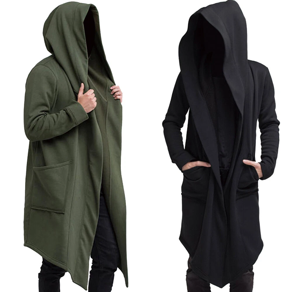 Men's Casual Hoodie Coat Cloak Winter Long Jacket Cardigan Trench Cape  Outwear