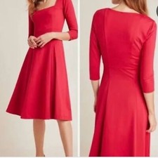Anthropologie Red Jocelyn 1/2 Length Sleeve Fit & Flair Dress From Maeve S