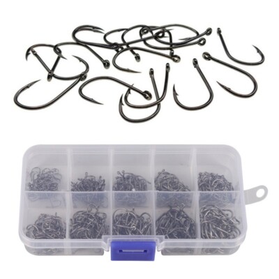 Variety Pack Kreis Angelhaken 500 Stck. 10 verschiedene Gr??en Kohlenstoffstah