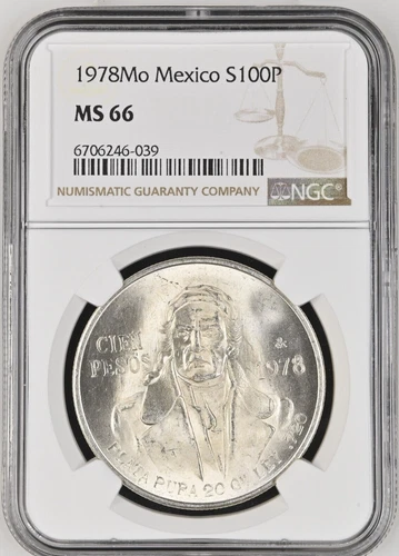 1978Mo Mexico 100 Pesos Silver Coin - NGC MS 66