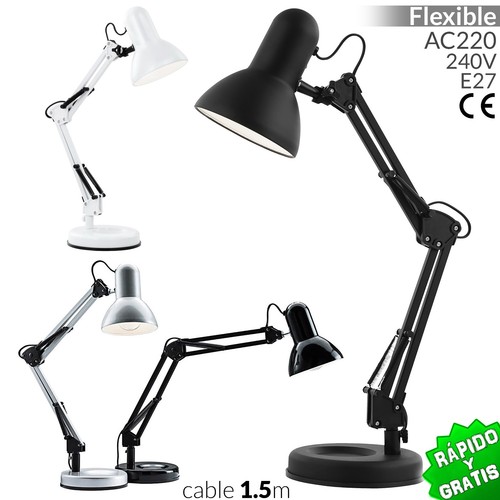 FLEXO BASE ARQUITECTO E27 LAMPARA DE MESA 40W DESK LAMP ESCRITORIO DESPACHO - Picture 1 of 20