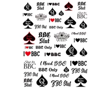 40 Kinky Temporary Tattoos - BBC Slut, Queen of Spades Erotic Tattoo Stickers