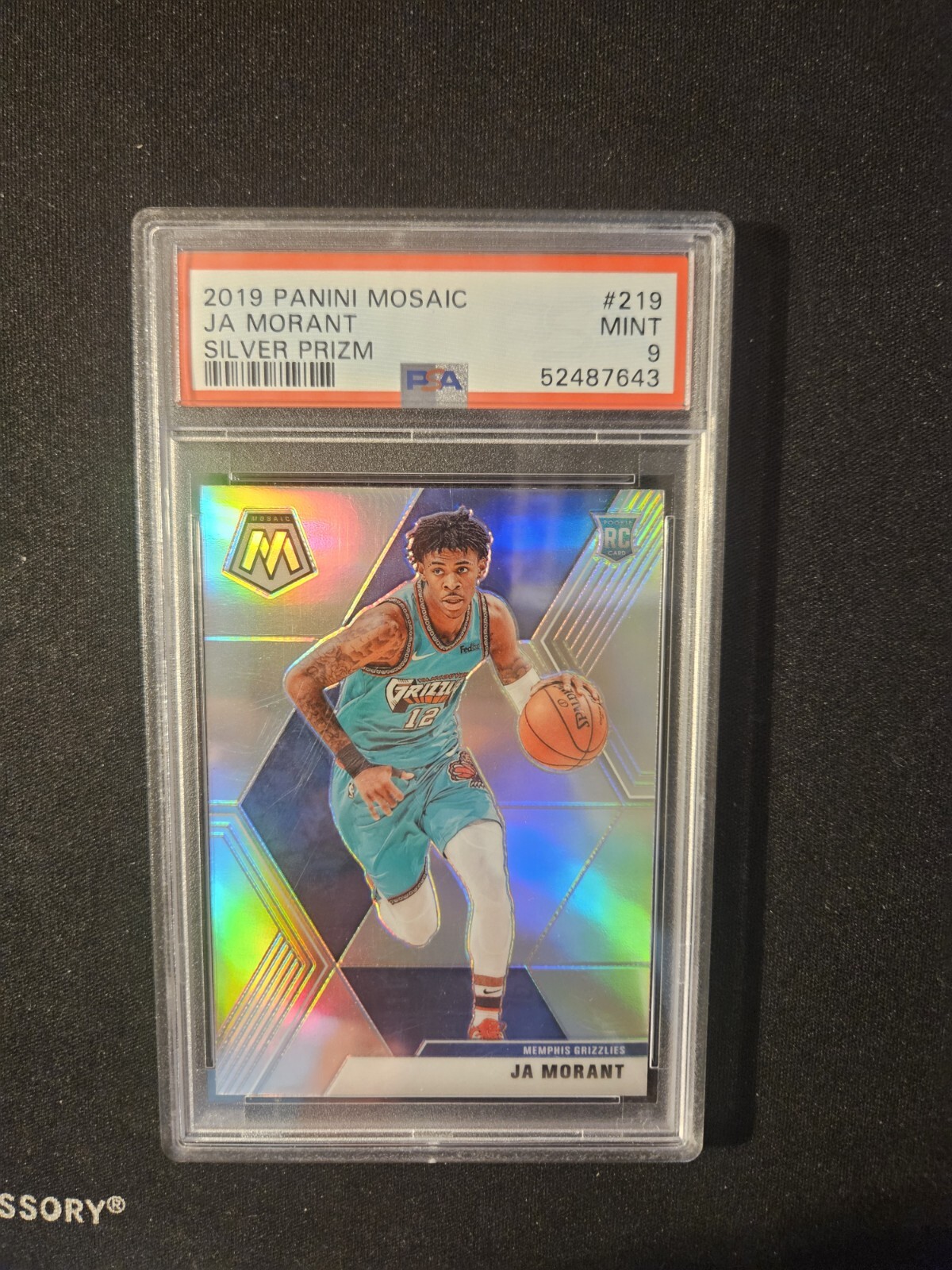 Ja Morant 2019 Panini Mosaic #219 Silver Prizm PSA 9 Grizzlies RC Rookie