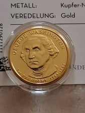 USA George Washington 1 DOLLAR PROOF COIN 2007-P Gold Veredelt