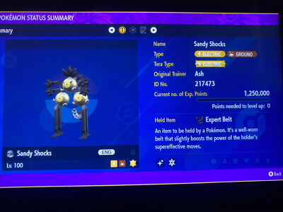 Pokemon Scarlet And Violet Shiny Sandy Shocks 6IV Battle Ready Fast Delivery