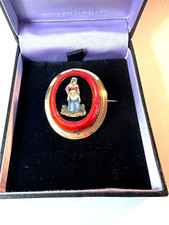 Antique Micro Mosaic / Micromosaic Woman Red Glass Brooch Pin Grand Tour
