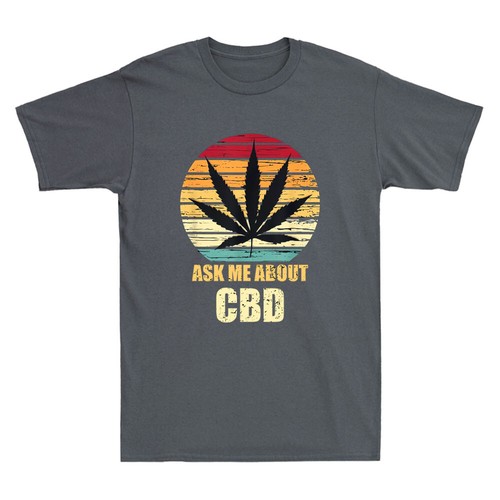 Ask Me About CBD Cannabis Marijuana Funny Weed Graphic Humor Quote Men's T-Shirt - Picture 4 of 8