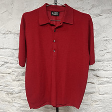 Vintage 1970’s Knit Polo Shirt Medium Dark Red Dacron Lounge Made In USA Retro