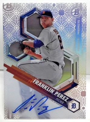Franklin Pérez 2018 Bowman Hoch Tek Prospect On-Card Autogramm Auto - Tigers