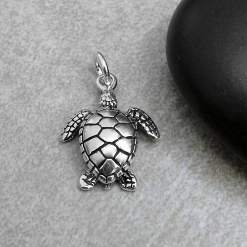 925 Sterling Silver Sea Turtle Charm - Ocean Beach Charm - Turtle Gift Jewelry - Picture 1 of 2