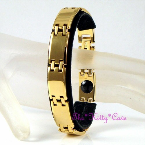 Fuerte Magnético Tungsteno Artritis Dolor Lingote Enlace 24K Oro Chapado Pulsera - Picture 10 of 12