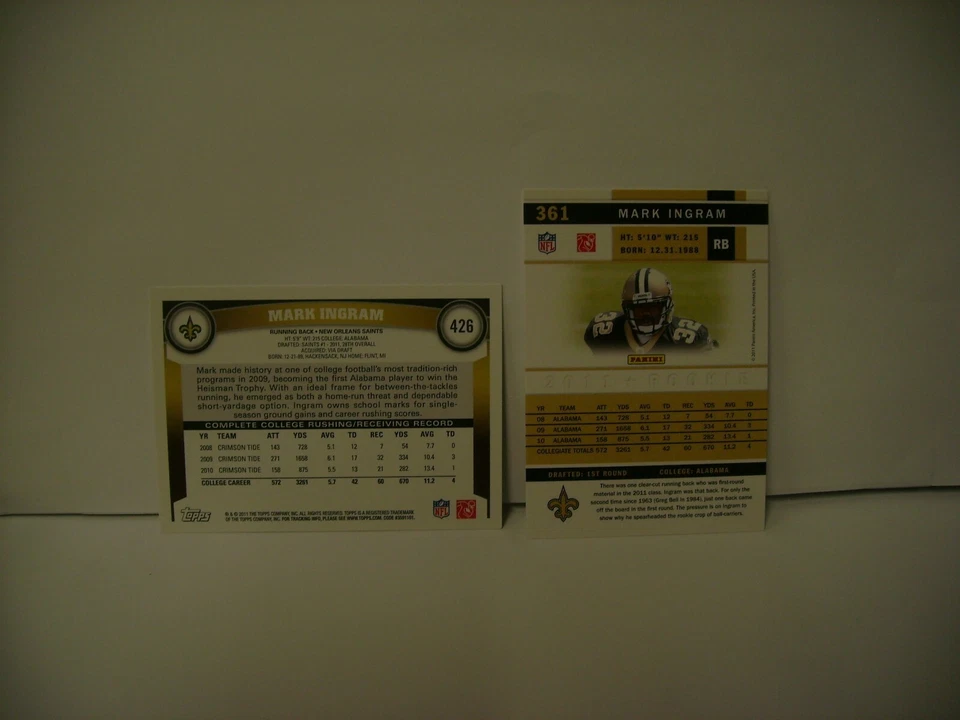 MARK INGRAM JR  2011 ROOKIE LOT TOPPS #426  SCORE #361 - Image 2 of 2