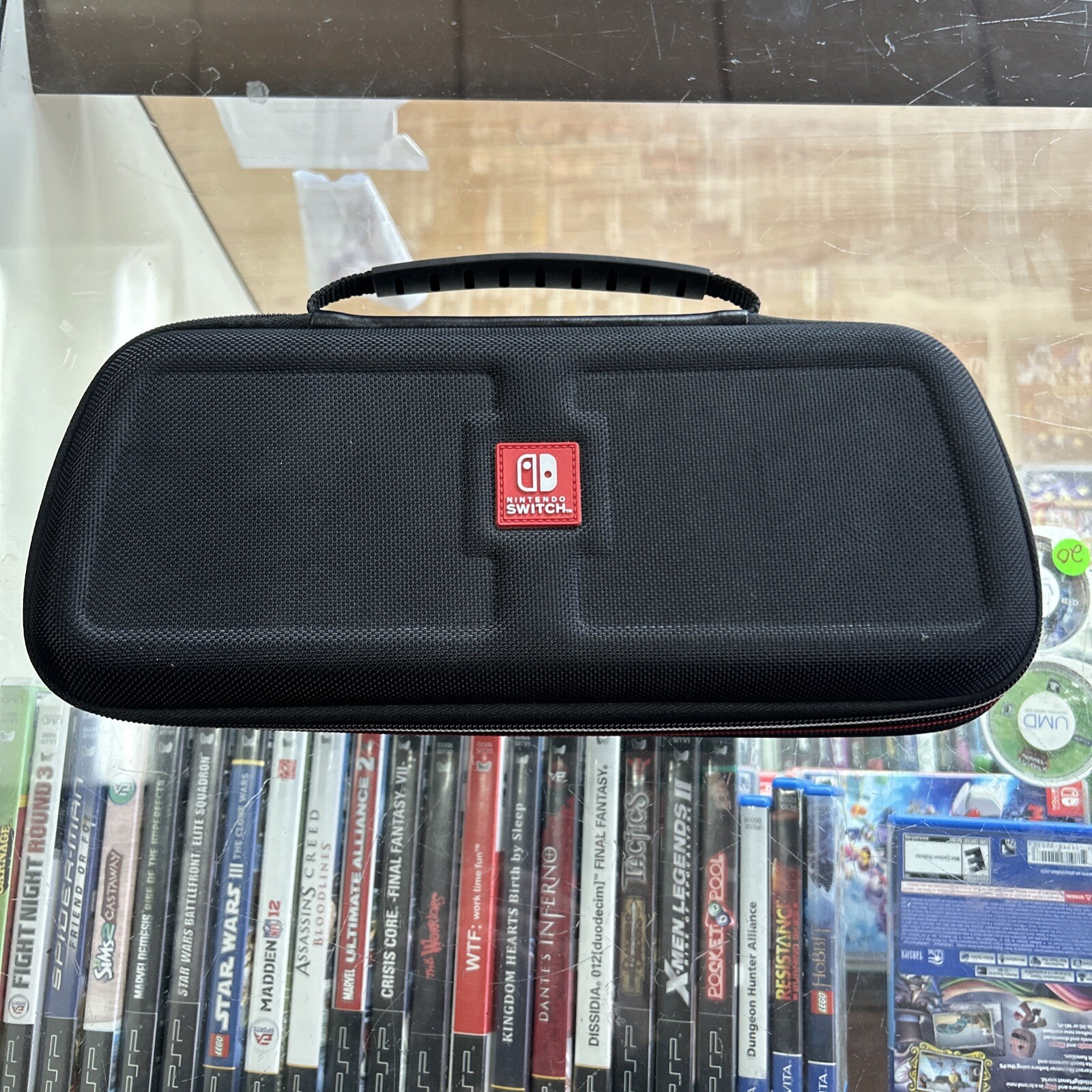 Nintendo Switch Case Travel Carrying Black With Two Game Cartridge Holders-image