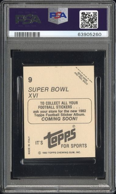 49ers SUPERBOWL PSA 8 JOE MONTANA HOF 1982 TOPPS STICKER GRADED NM-MT NFL *TPHLC view 2