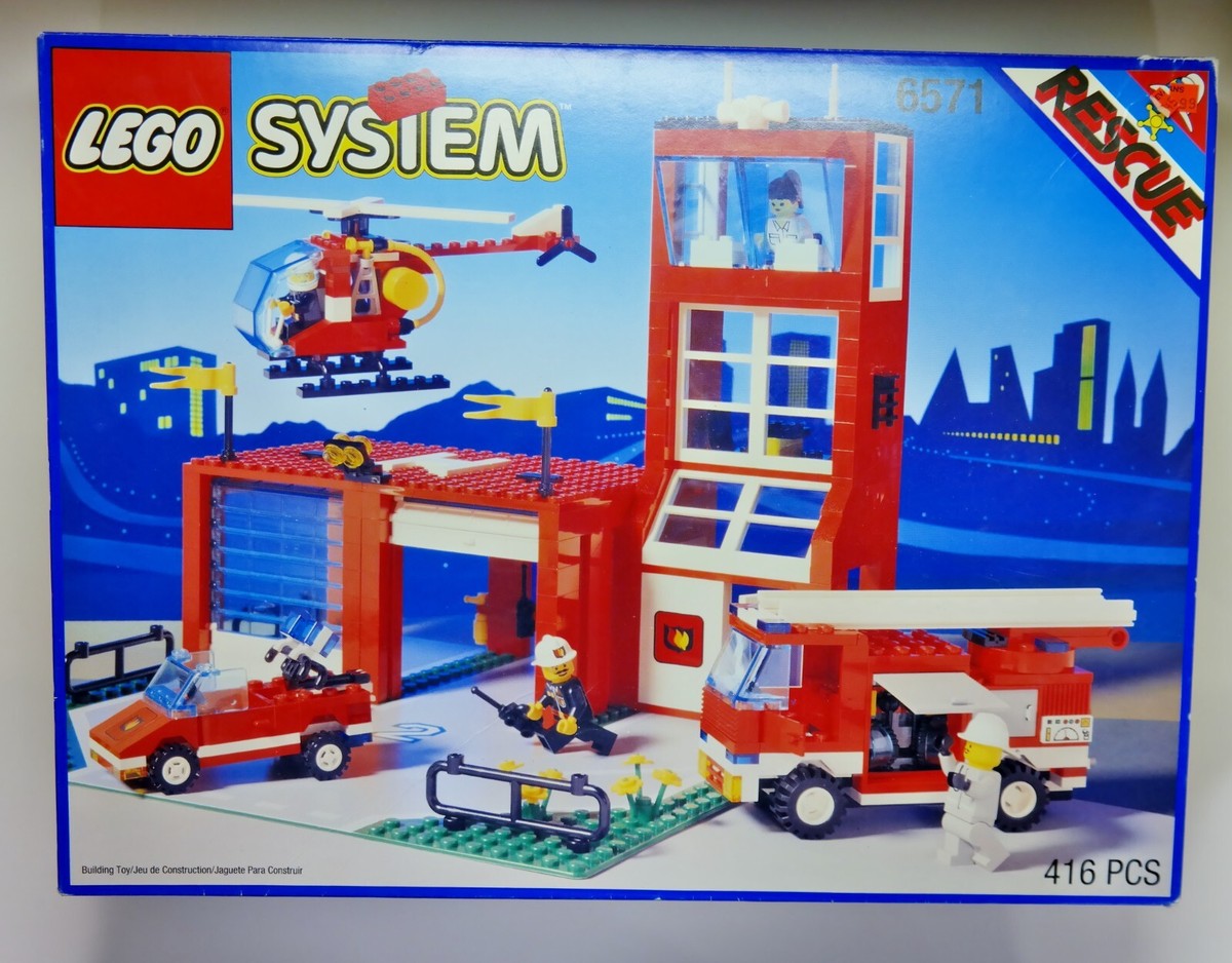 LEGO set 6571 Flame Fighters, Fire Engine House - BOX and partial  