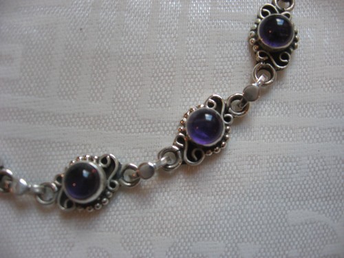 Pulsera Achara de Plata Tibetana de Amatista, Granate, Turquesa o Perla India - Imagen 4 de 12