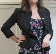 Tailleur seta nero XS ideogrammi cinesi