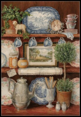 Vintage Cupboard - Chart Counted Cross Stitch Patterns Needlework DIY DMC 14 ct 